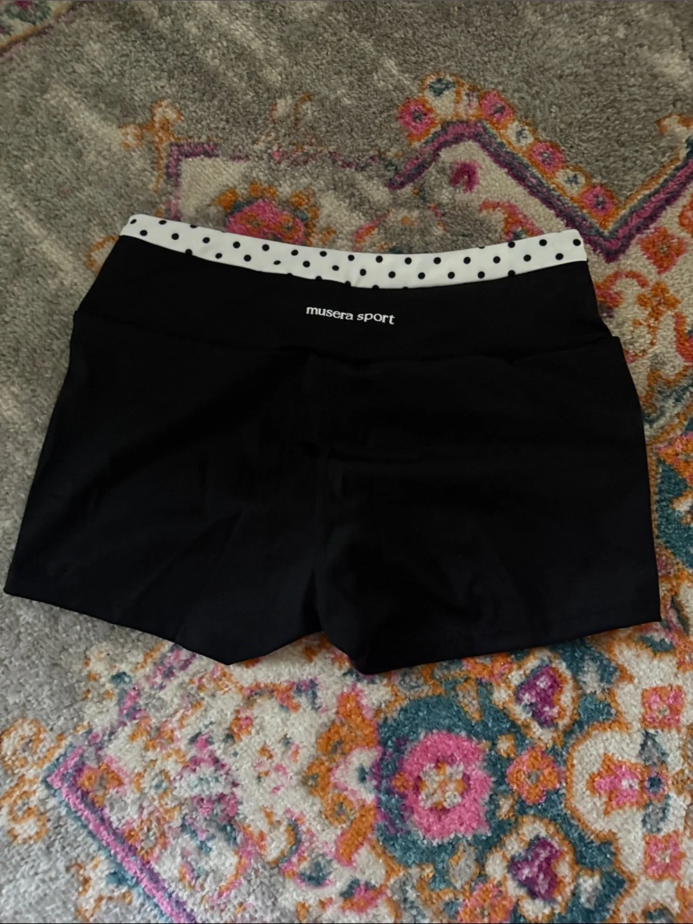 Black and polka dot sport workout shorts